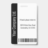 Personalisierte schwarze ID für Firmenmitarbeiter Ausweis (Back)