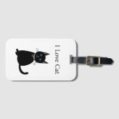 Personalisierte Schwarze Katze Gepäckanhänger (Vorderseite (Horizontal))
