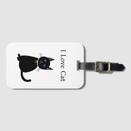 Personalisierte Schwarze Katze Gepäckanhänger (Vorderseite (Horizontal))