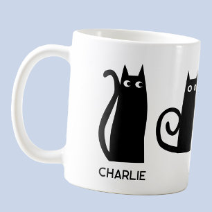 Personalisierte Schwarze Katze Kaffeetasse