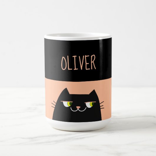 Personalisierte Schwarze Katze Kaffeetasse (Mittel)
