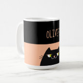 Personalisierte Schwarze Katze Kaffeetasse (Vorderseite Links)
