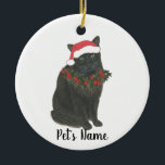 Personalisierte Schwarze Katze Keramik Ornament<br><div class="desc">Machen Sie die schöne Liste in diesem Jahr mit einem Ornament Ihrer Lieblings-schwarze kitty Elf!</div>