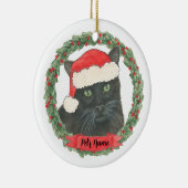 Personalisierte Schwarze Katze Keramik Ornament (Rechts)
