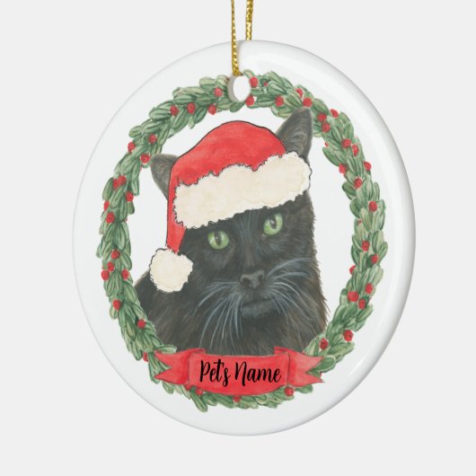 Personalisierte Schwarze Katze Keramik Ornament (Links)