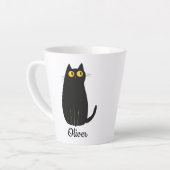 Personalisierte Schwarze Katze Latte Tasse - Benut (Linke Ecke)