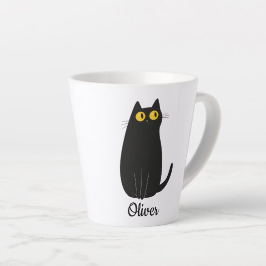 Personalisierte Schwarze Katze Latte Tasse - Benut (Rechte Ecke)