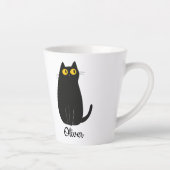 Personalisierte Schwarze Katze Latte Tasse - Benut (Rechts)