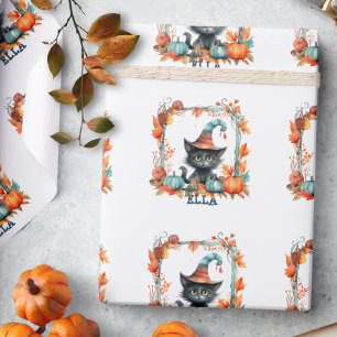 Personalisierte schwarze Katzen Halloween-Geschenk Geschenkpapier