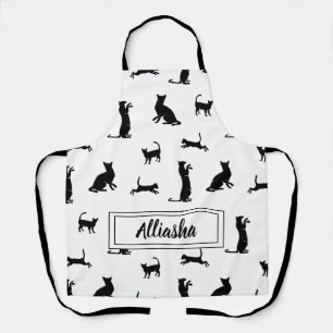 Personalisierte schwarze Katzen-Silhouette-Muster- Schürze