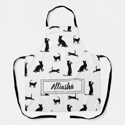 Personalisierte schwarze Katzen-Silhouette-Muster- Schürze (Vorderseite)
