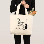Personalisierte schwarze Katzen-Tragetasche Jumbo Stoffbeutel (Vorderseite (Produkt))
