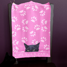 Personalisierte schwarze Katzenpaws Hot Pink Golf  Golfhandtuch