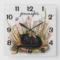 Personalisierte schwarze Katzenschmetterlinge Wall