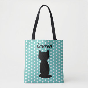Personalisierte schwarze Katzensilhouette mit Punk Tasche
