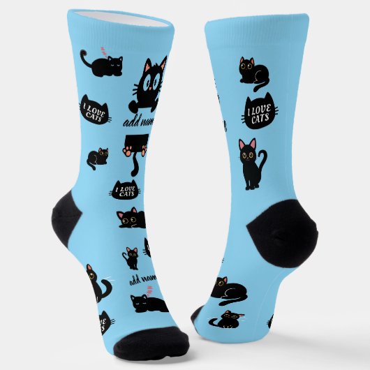 Personalisierte schwarze Katzensocken - Benutzerde Socken (Gewinkelt)