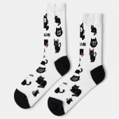 Personalisierte schwarze Katzensocken - Benutzerde Socken (Linkes Detail)