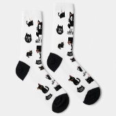 Personalisierte schwarze Katzensocken - Benutzerde Socken (Rechts)