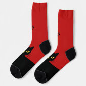 Personalisierte schwarze Katzensocken - Geschenk f Socken (Linkes Detail)