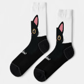 Personalisierte schwarze Katzensocken - Geschenk f Socken (Linkes Detail)