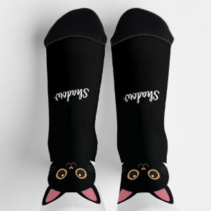 Personalisierte schwarze Katzensocken - Geschenk f Socken