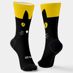 Personalisierte schwarze Katzensocken - Individuel Socken