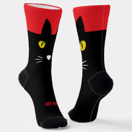 Personalisierte schwarze Katzensocken - Individuel Socken