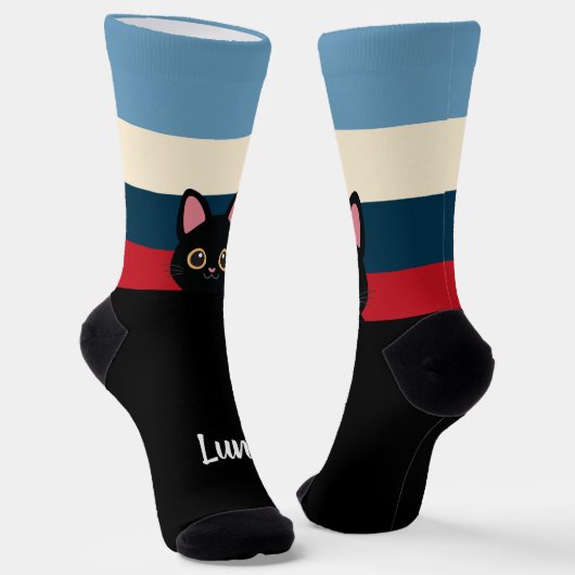 Personalisierte schwarze Katzensocken mit individu Socken (Gewinkelt)