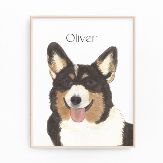 Personalisierte Schwarze Kopffarben Corgi Art Fotodruck