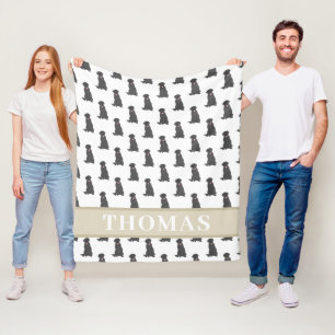 Personalisierte schwarze Lab Labrador Rosa & Weiß Fleecedecke