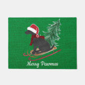 Personalisierte schwarze Lab Xmas-Schlitten Fußmatte (Vorderseite)