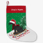 Personalisierte schwarze Lab Xmas-Schlitten Kleiner Weihnachtsstrumpf (Vorderseite)
