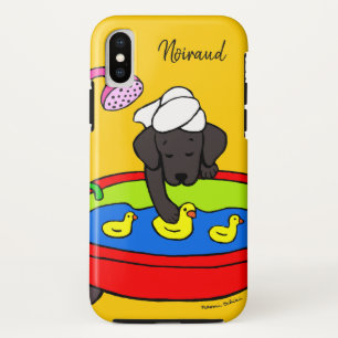 Personalisierte schwarze Labrador-Gummikeule-Hülle Case-Mate iPhone Hülle