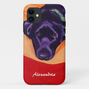Personalisierte schwarze Labrador-Malerei Case-Mate iPhone Hülle