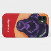 Personalisierte schwarze Labrador-Malerei Case-Mate iPhone Hülle (Rückseite (Horizontal))