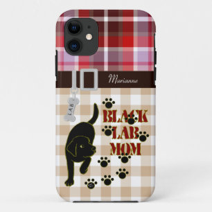 Personalisierte schwarze Labrador-Mama kariert u. Case-Mate iPhone Hülle