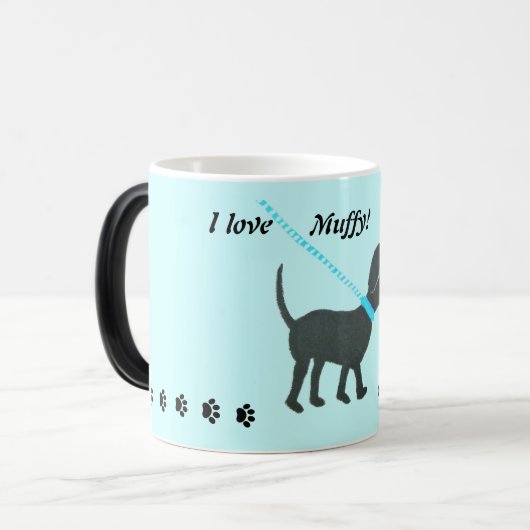 personalisierte schwarze Labrador-Tasse Verwandlungstasse (Vorderseite Links)