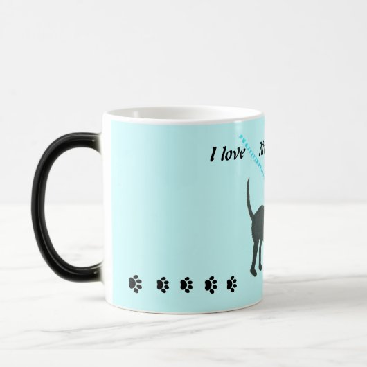personalisierte schwarze Labrador-Tasse Verwandlungstasse (Links)