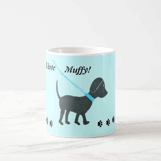 personalisierte schwarze Labrador-Tasse Verwandlungstasse (Mittel)