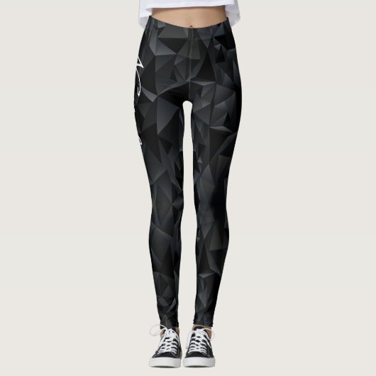 Personalisierte schwarze Leggings #L2105A (Vorderseite)