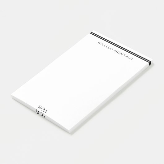 Personalisierte schwarze Linien Post-it Klebezettel (angewinkelt)