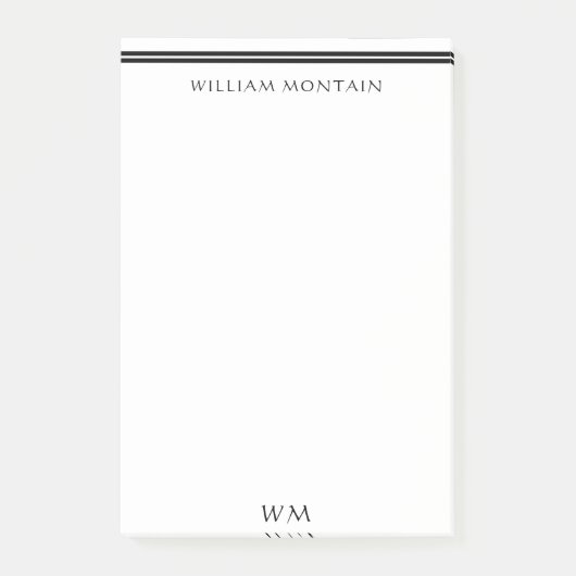 Personalisierte schwarze Linien Post-it Klebezettel (Vorderseite)