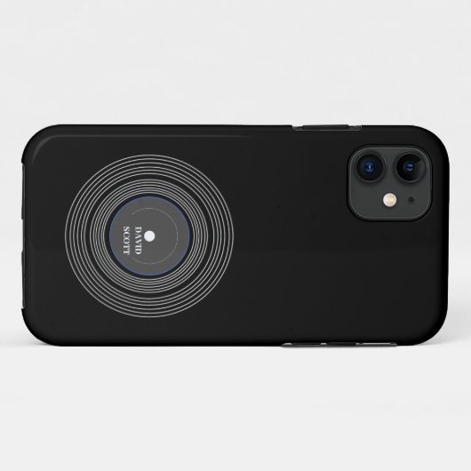 Personalisierte schwarze LP-Vinyl Case-Mate iPhone Hülle (Rückseite (Horizontal))