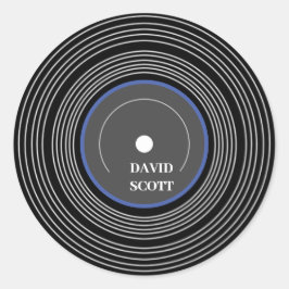 Personalisierte schwarze LP-Vinyl Runder Aufkleber
