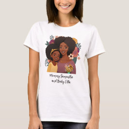Personalisierte Schwarze Mama und Tochter (14) T-Shirt