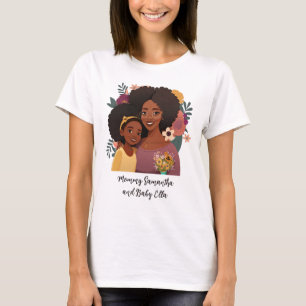 Personalisierte Schwarze Mama und Tochter (14) T-Shirt