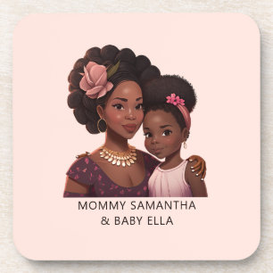 Personalisierte Schwarze Mama und Tochter (15) Getränkeuntersetzer