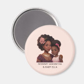 Personalisierte Schwarze Mama und Tochter (15) Magnet (Vorderseite/Rückseite)