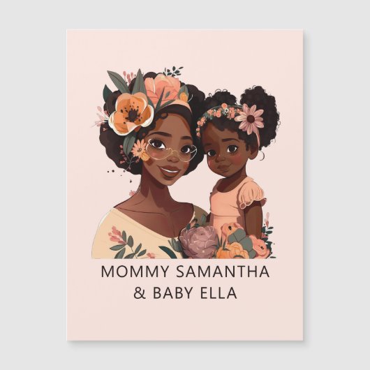 Personalisierte Schwarze Mama und Tochter (16) Magnetkarte (Vorderseite)