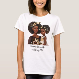 Personalisierte Schwarze Mama und Tochter (18) T-Shirt